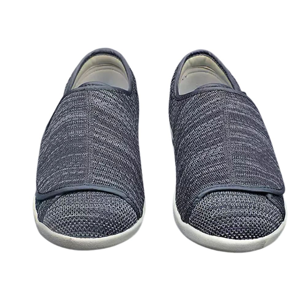 Ergonomic unisex touch-strap shoes with a roomy fit and wide closure