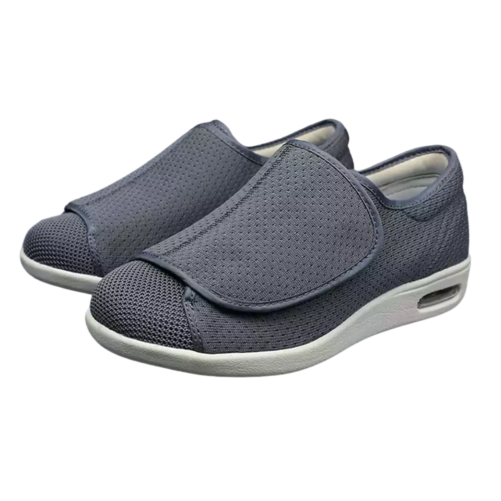 Ergonomic unisex touch-strap shoes with a roomy fit and wide closure