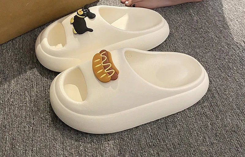 EVA mule slippers with closed toe, thick sole and playful charms on the instep - view 3