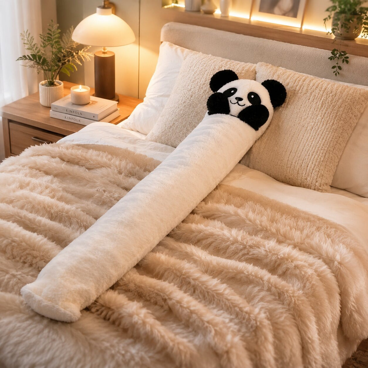 Extra long 75 cm hot water bottle with a plush panda cover - view 2