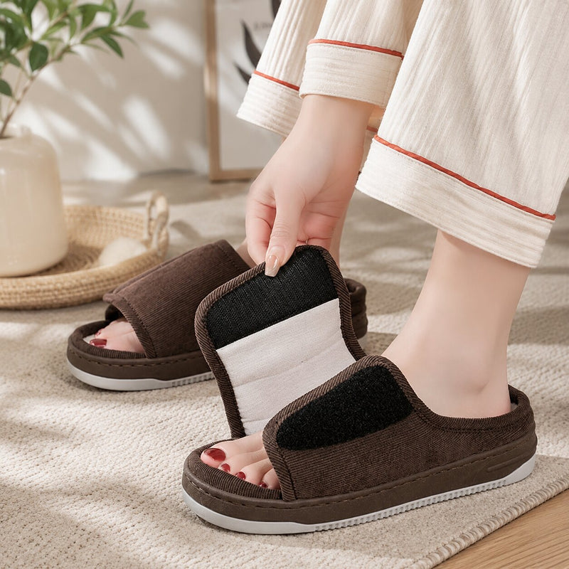 Extra wide open-toe slippers with an adjustable strap for women and men - view 2