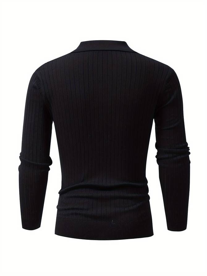 Men's ribbed polo jumper - detail