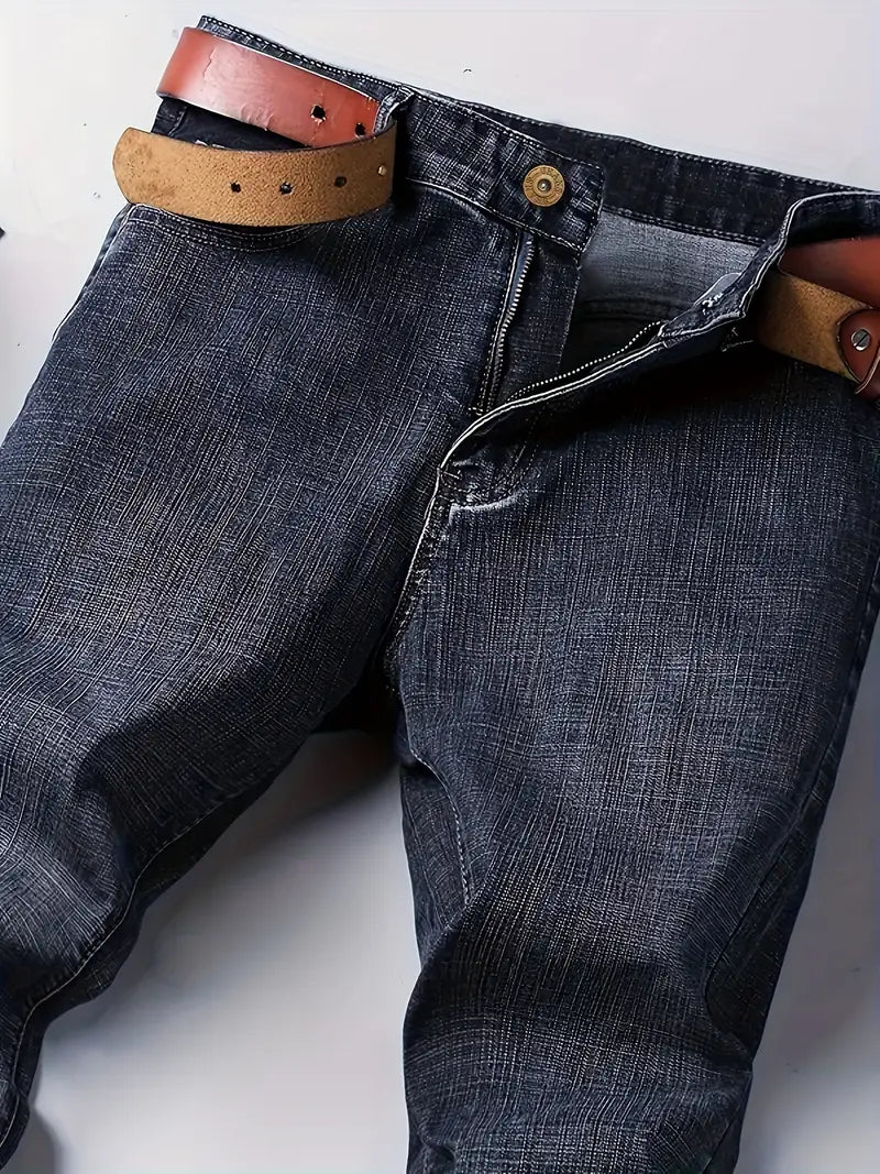 Men's Slim Fit Denim Jeans - Blue and Black - product view | SAINT DOR