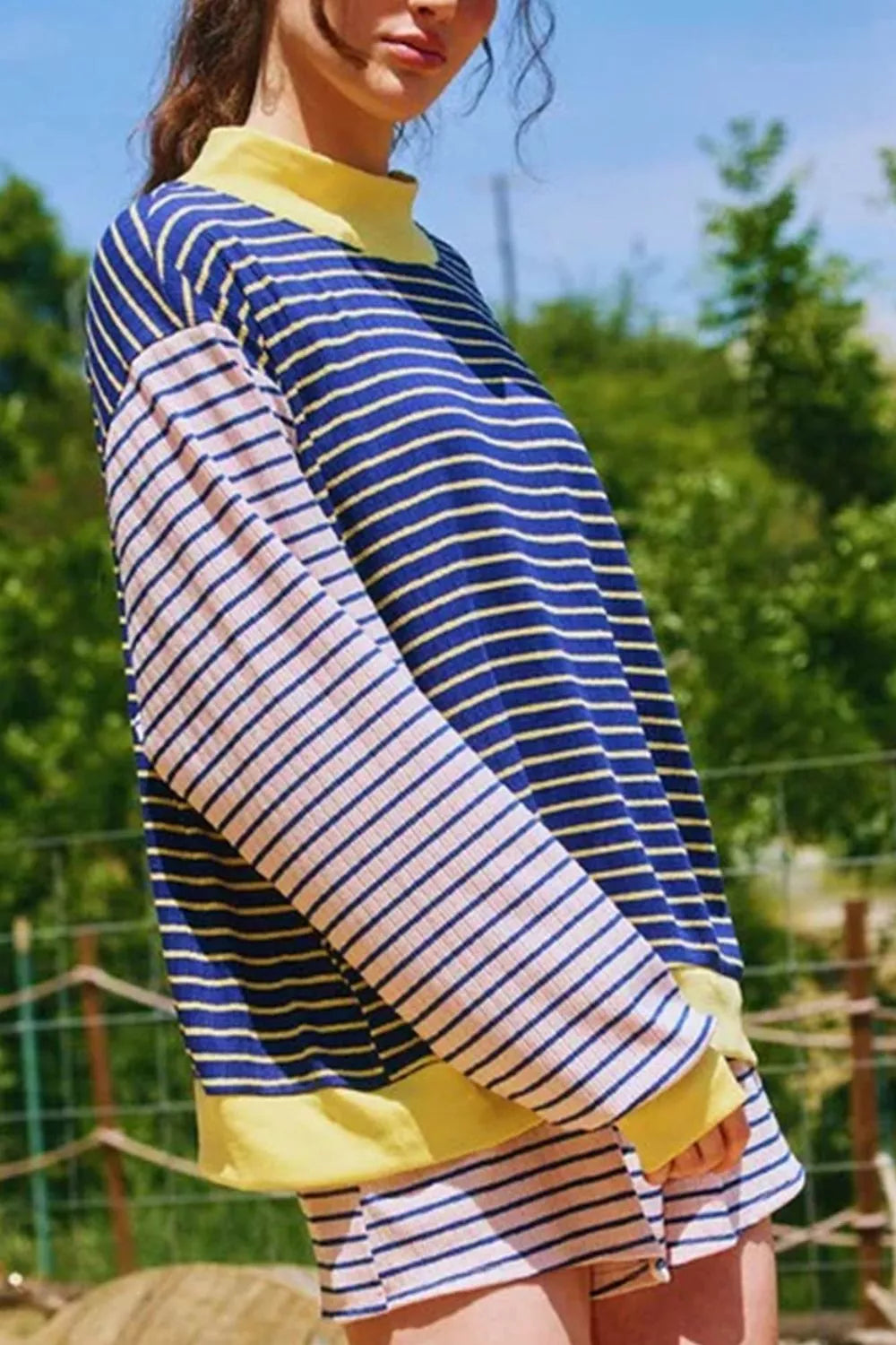 Women's striped jumper and shorts set - detail