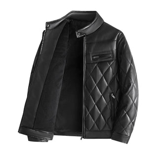 Men's Classic Fleece-Lined Leather Jacket – Saint Dor UK – front view