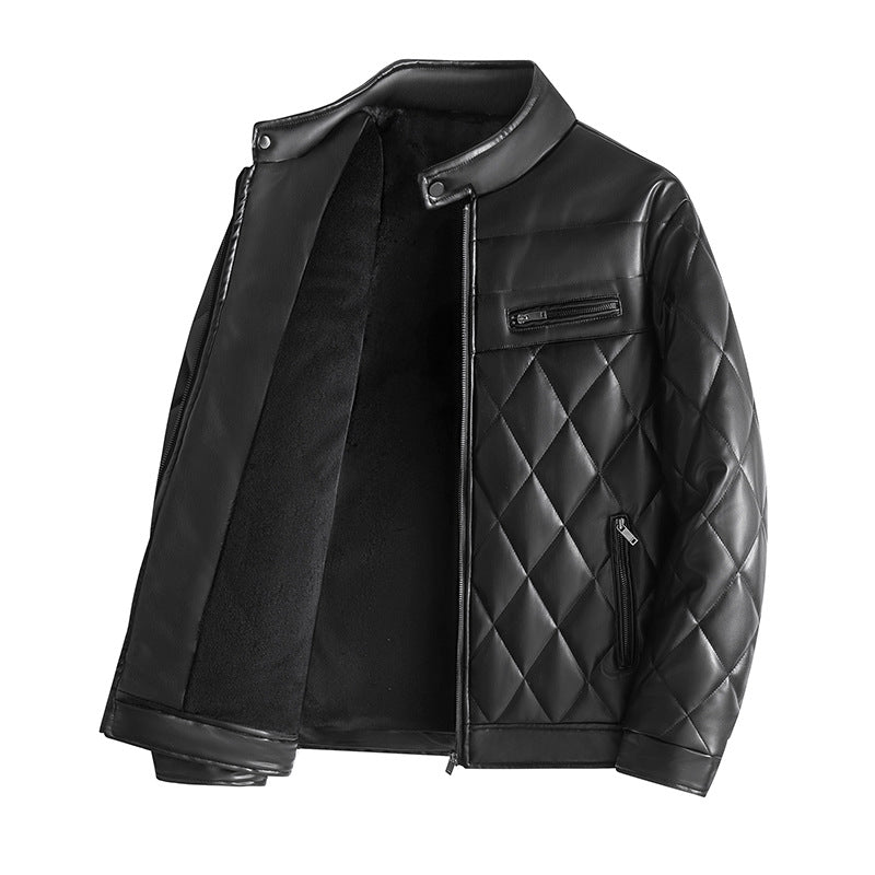Men's Classic Fleece-Lined Leather Jacket – Saint Dor UK – front view