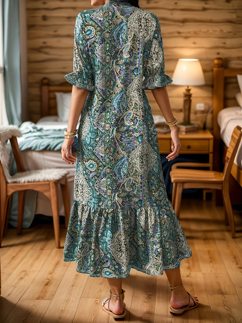 Women's paisley print midi dress - detail