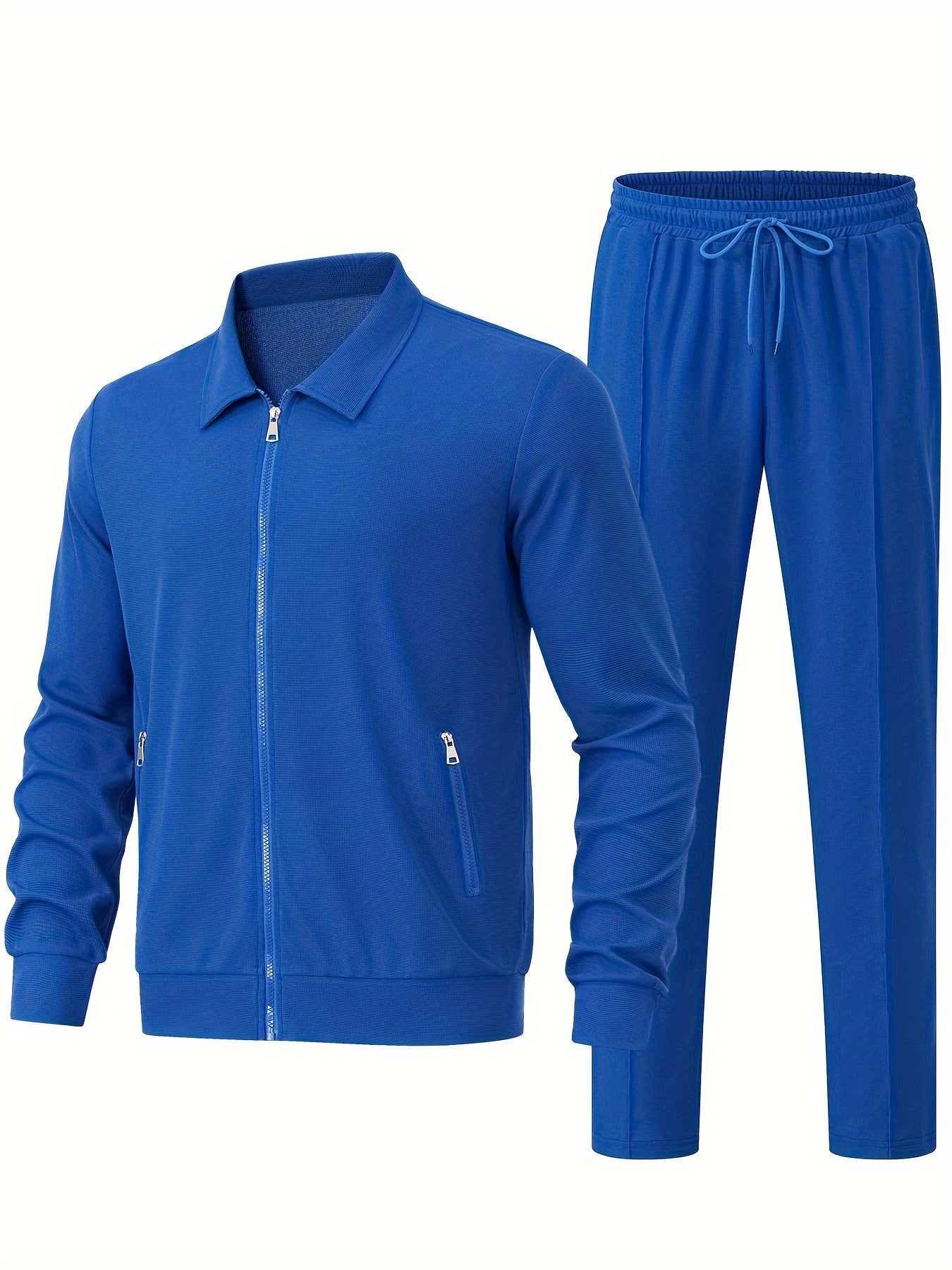 Men's Formal Stretch Tracksuit - Smart Two-Piece Co-Ord Set in Olive Green — back view