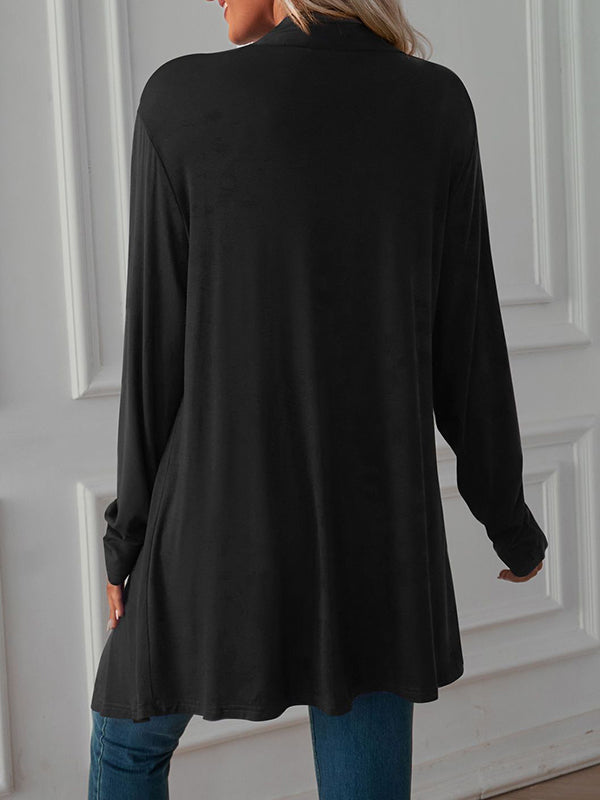 Light waterfall jacket with a draped collar and an open front