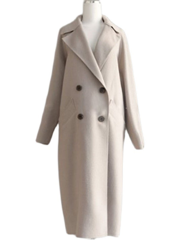 Belted longline coat with a notch lapel and welt pockets