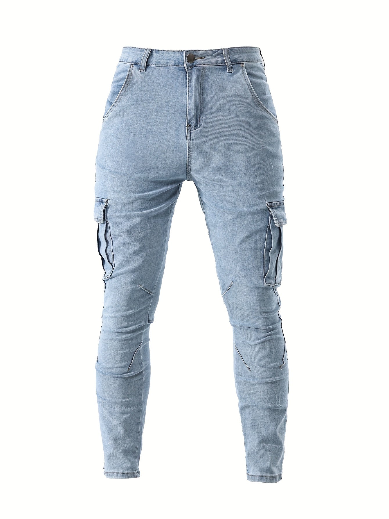 Men's Stretch Cargo Denim Jeans - product view | SAINT DOR