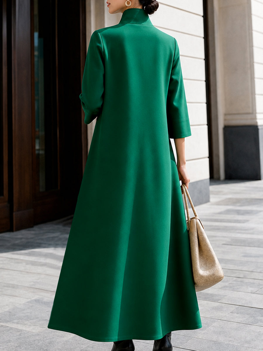 Swing coat with a large lace-style print, high neck and wide skirt