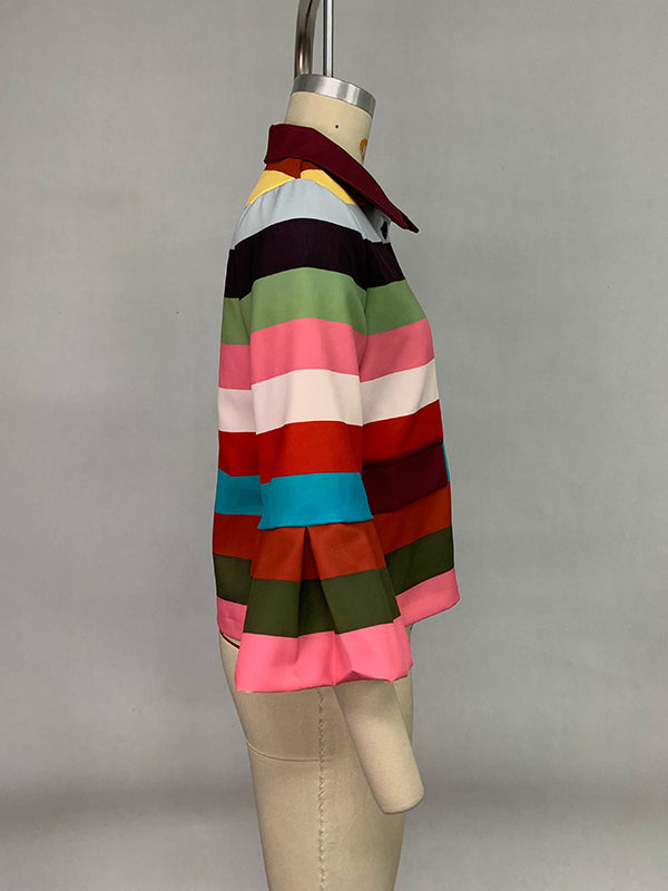 Short striped jacket in bright colour bands with flared sleeves