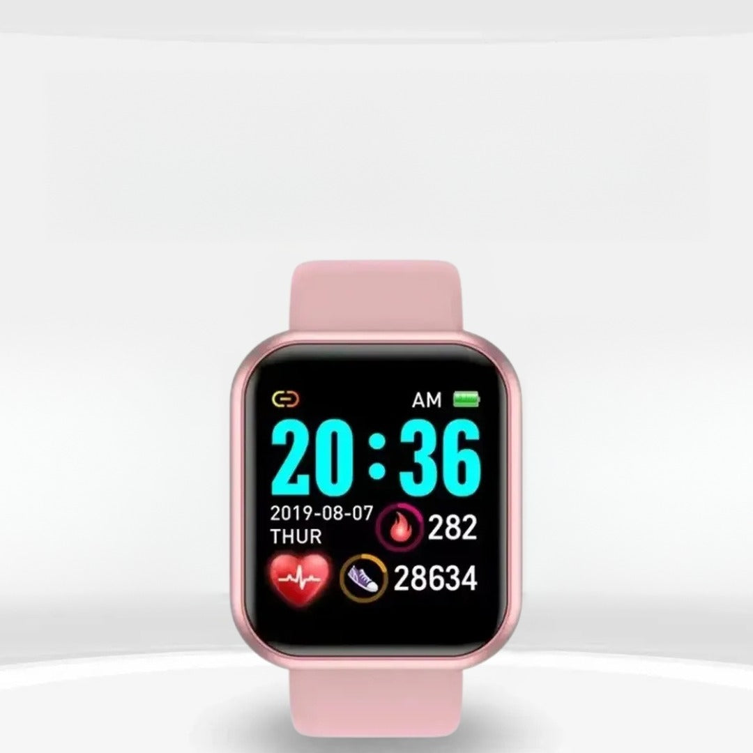 Fitness smartwatch with a colour display and pink strap
