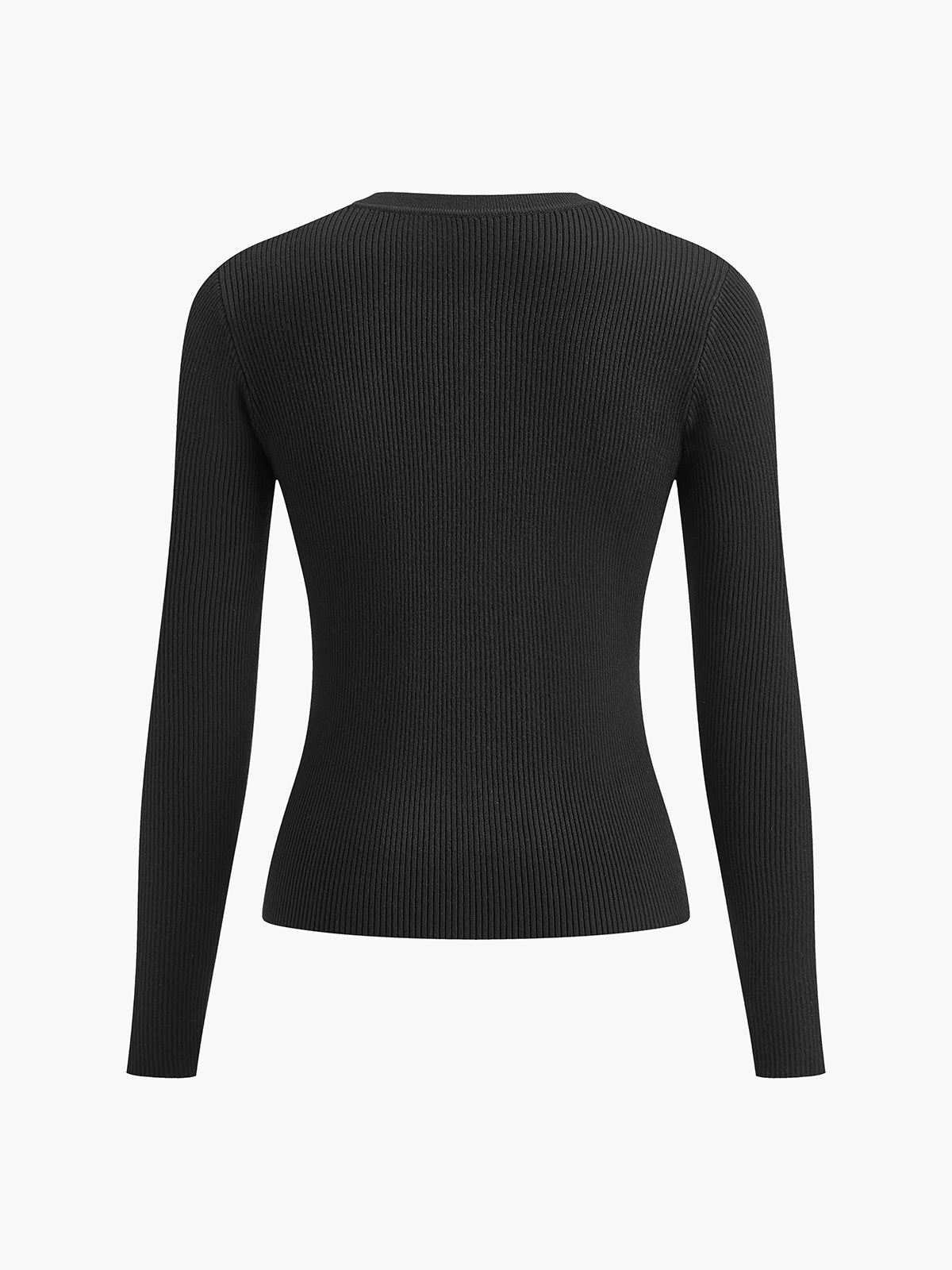 Women's fitted ribbed cardigan with a crew neck and gold-tone buttons
