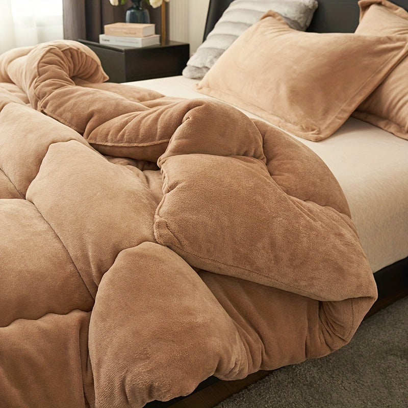 Quilted fleece duvet without a cover, with stitched squares - view 3