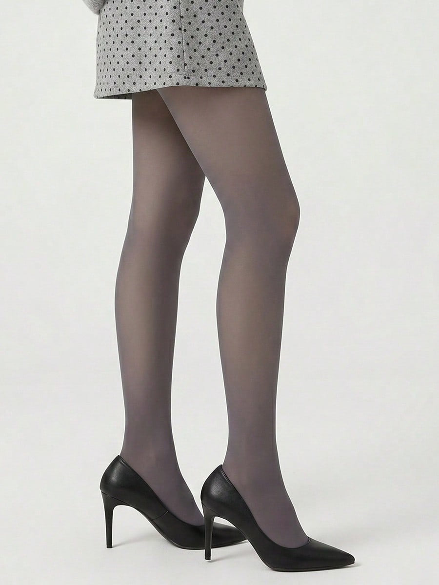 Fleece lined tights for women with a sheer look and high waistband - view 5