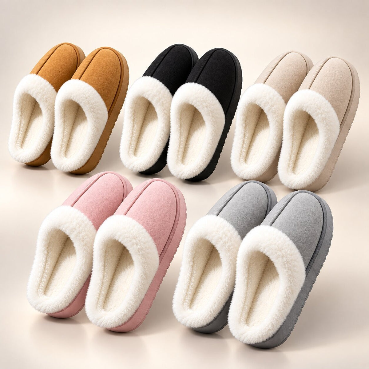 Fluffy platform slippers with a wide plush collar and open back - view 3