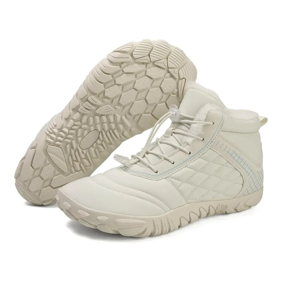 Unisex barefoot winter shoes with elastic laces and a wide toe box