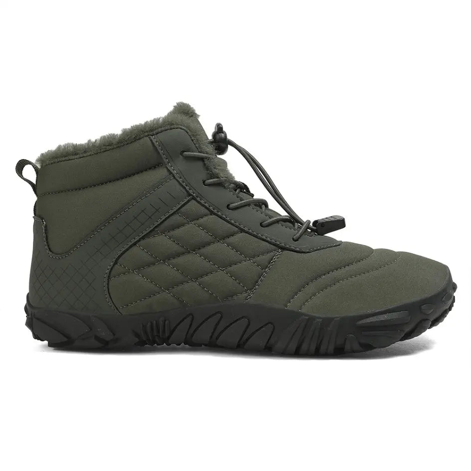 Unisex barefoot winter shoes with elastic laces and a wide toe box