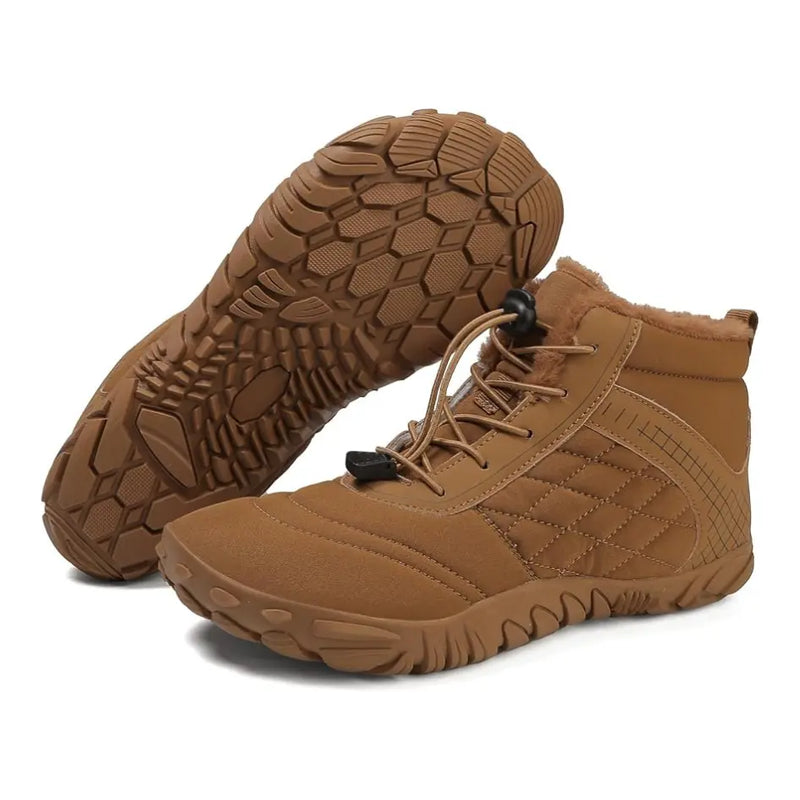 Unisex barefoot winter shoes with elastic laces and a wide toe box