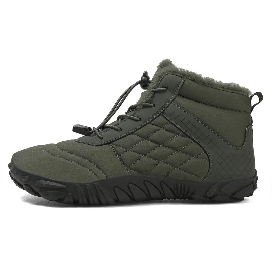 Unisex barefoot winter shoes with elastic laces and a wide toe box