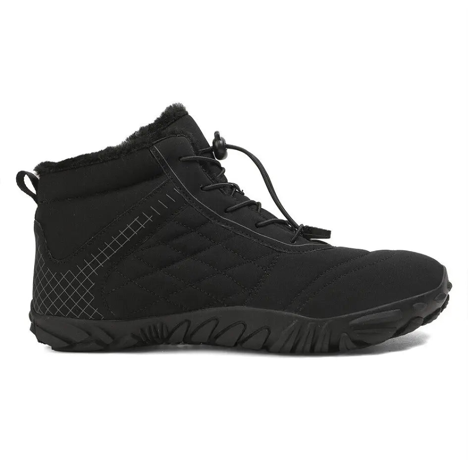 Unisex barefoot winter shoes with elastic laces and a wide toe box