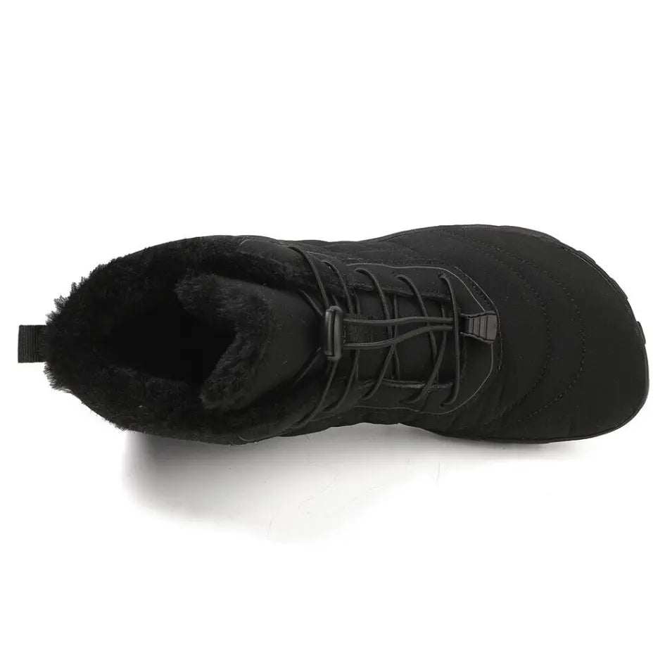 Unisex barefoot winter shoes with elastic laces and a wide toe box