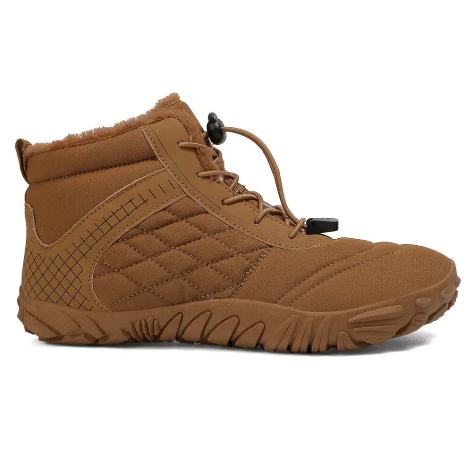 Unisex barefoot winter shoes with elastic laces and a wide toe box