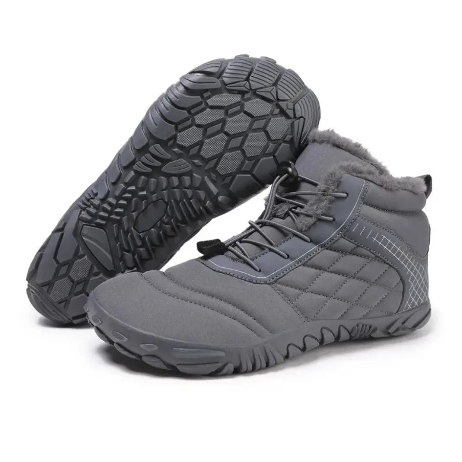 Unisex barefoot winter shoes with elastic laces and a wide toe box