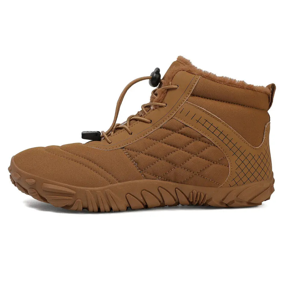 Unisex barefoot winter shoes with elastic laces and a wide toe box