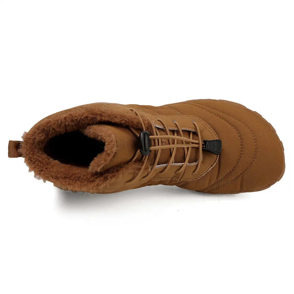 Unisex barefoot winter shoes with elastic laces and a wide toe box