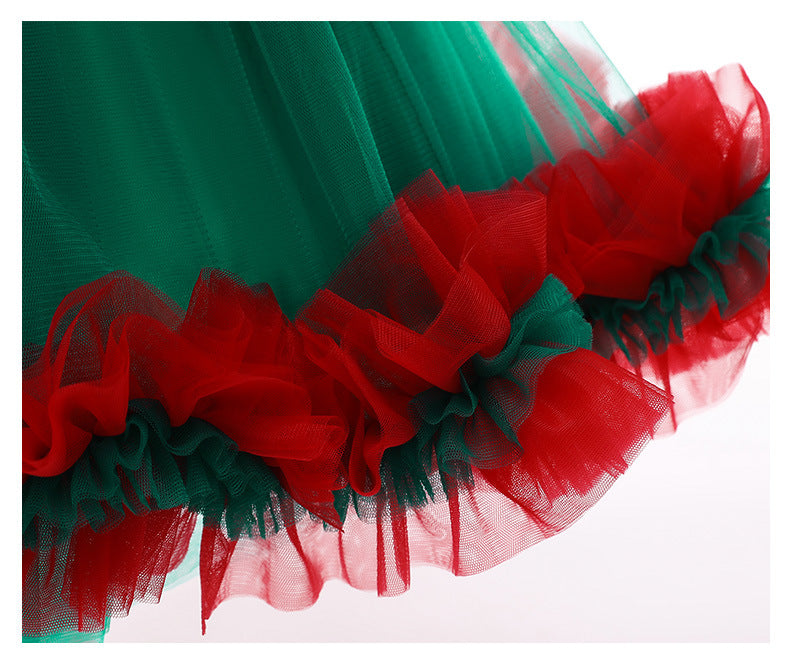 Girls' Christmas party dress with a sequinned bodice, tulle skirt and big bow