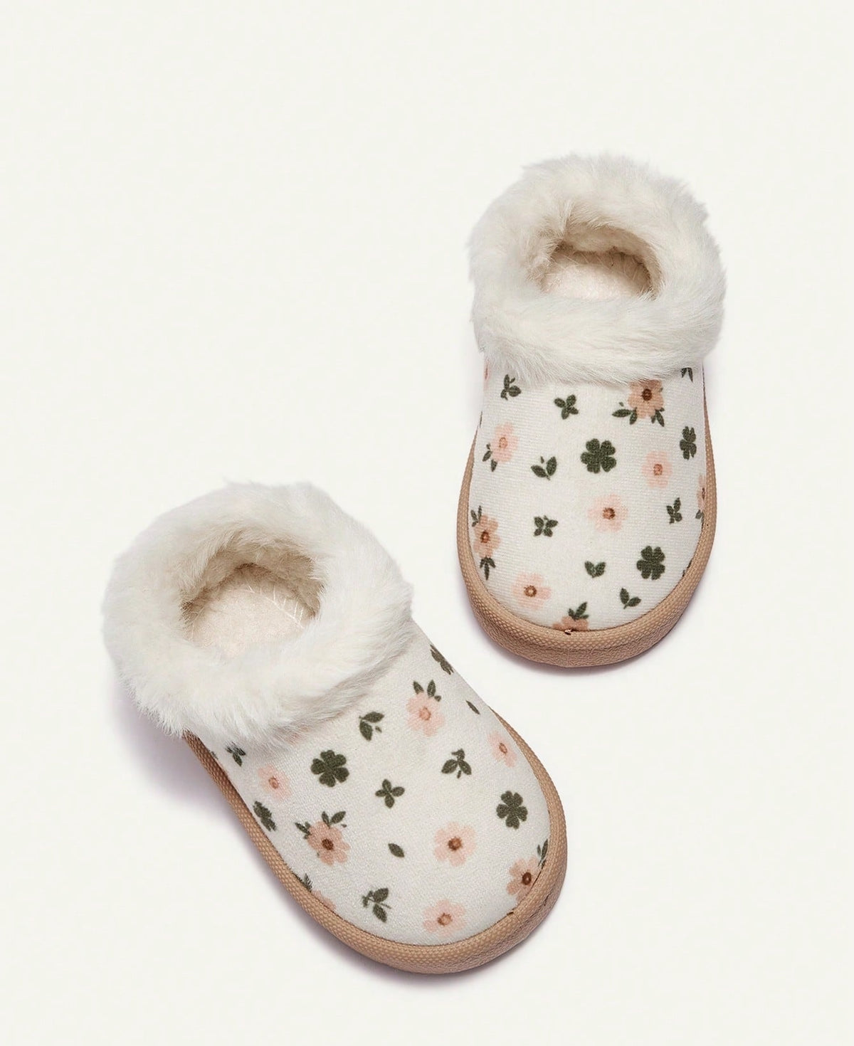 Slippers for girls with a thick plush collar, plush lining and a firm sole with tread - view 13