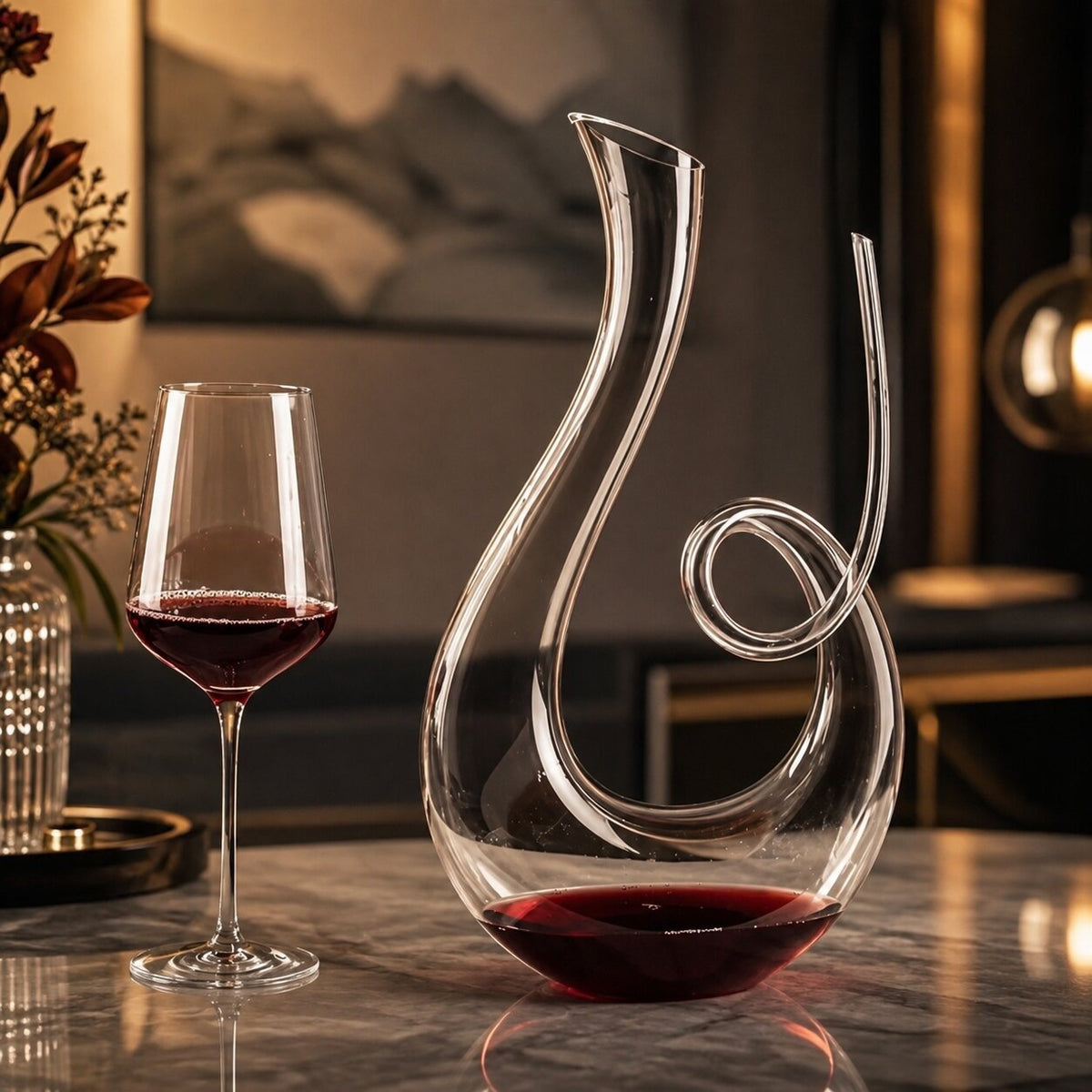 1.5 litre glass wine decanter with a swirl and a long spout - view 5