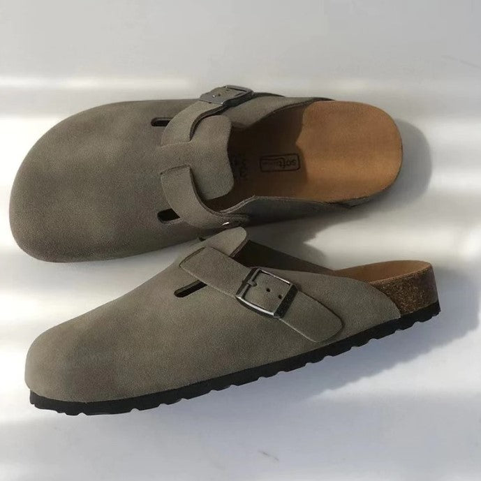 Women's leather Boston-style slip-on sandals – Saint Dor UK – side view