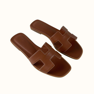 Women's leather H-strap slip-on sandals – Saint Dor UK – back view