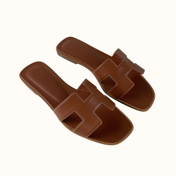 Women's leather H-strap slip-on sandals – Saint Dor UK – back view