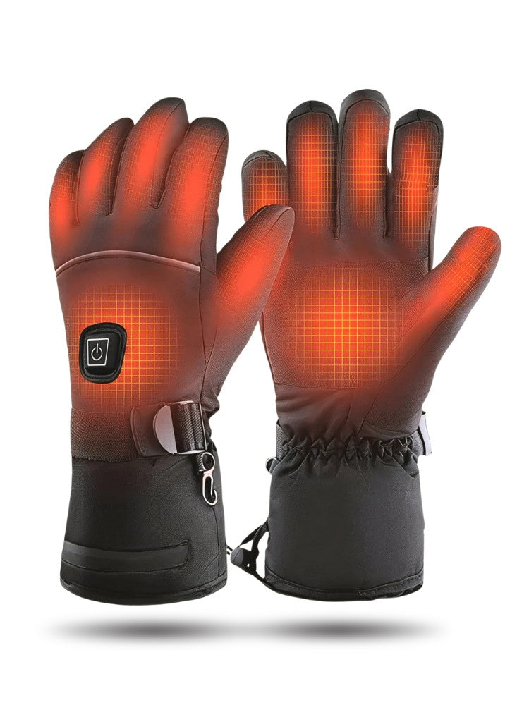 Heated gloves with power banks, wrist strap and touchscreen fingertips