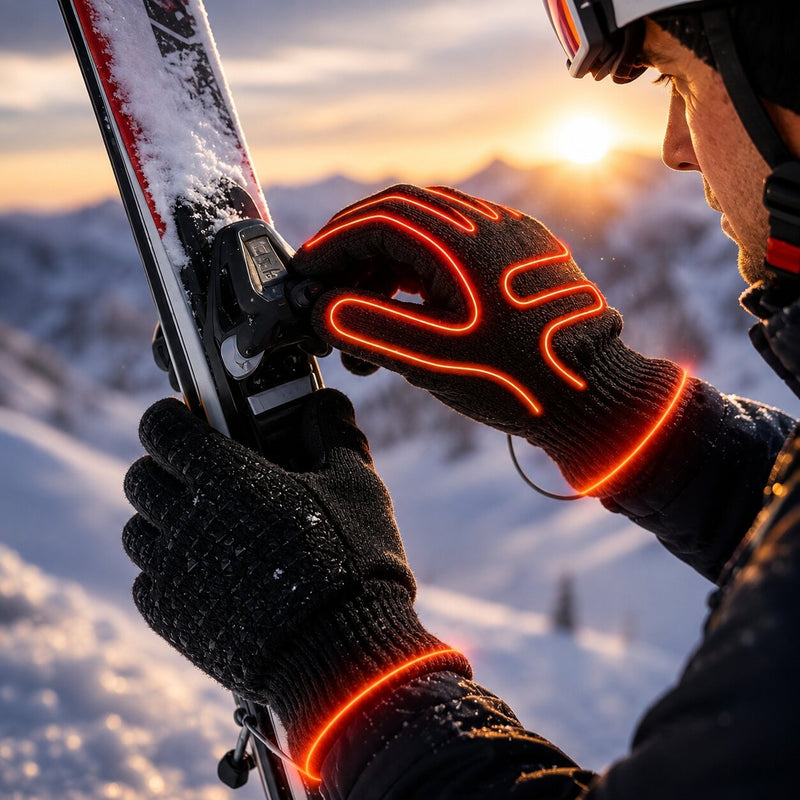 Heated knitted gloves with touchscreen fingertips and grip - view 2