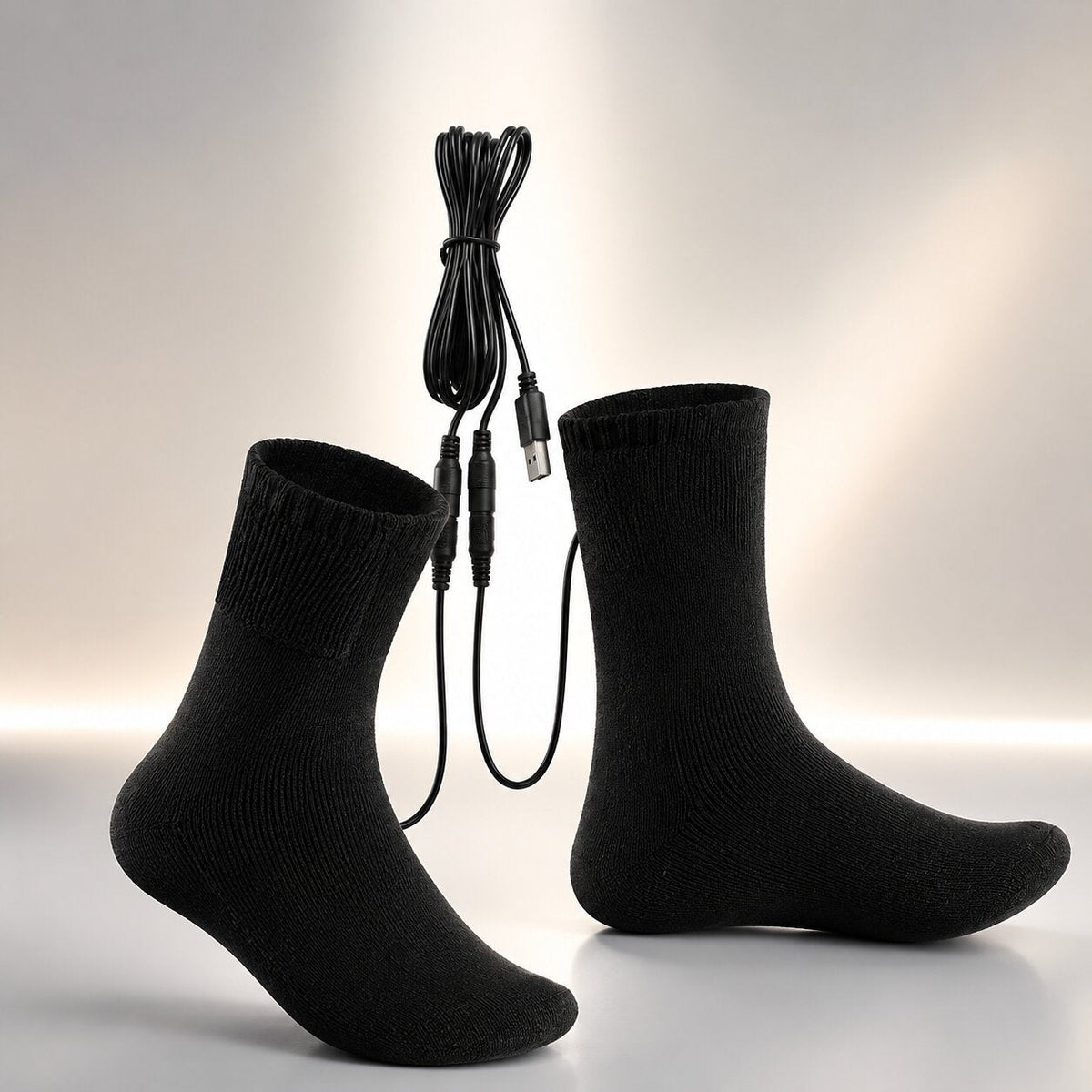 Heated socks in knitted cotton, rechargeable via USB - view 5
