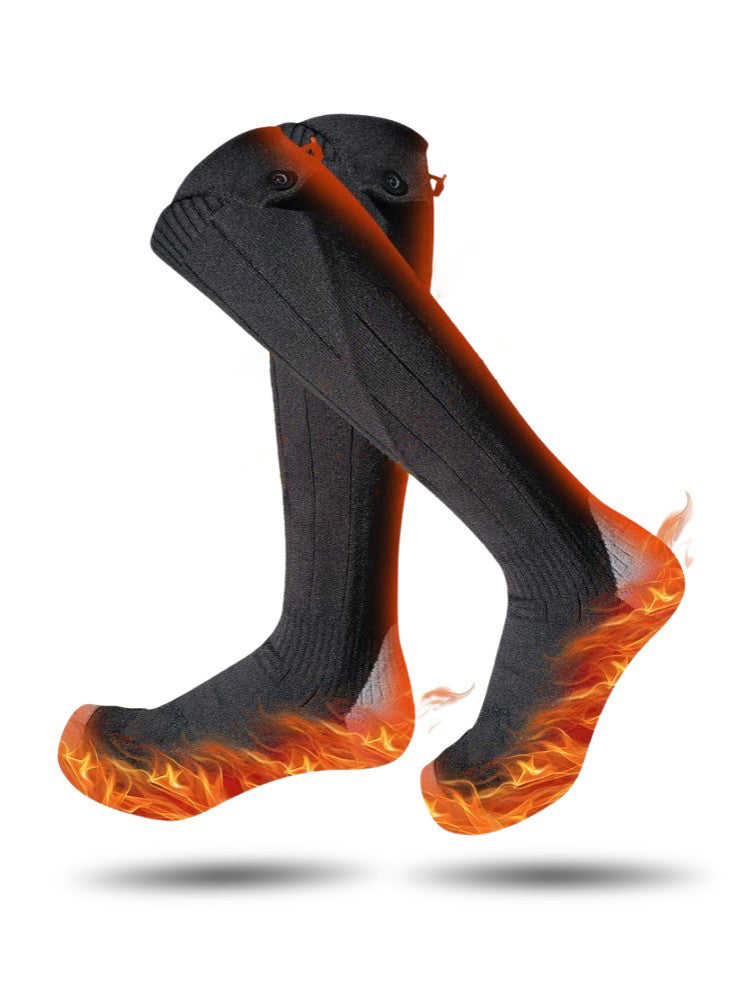 Long heated socks with power banks and heating under the forefoot
