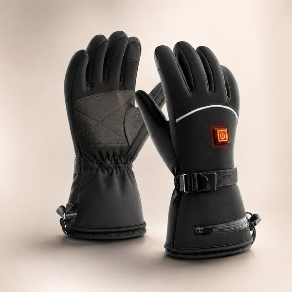 Heated winter gloves with a button for 3 heat settings