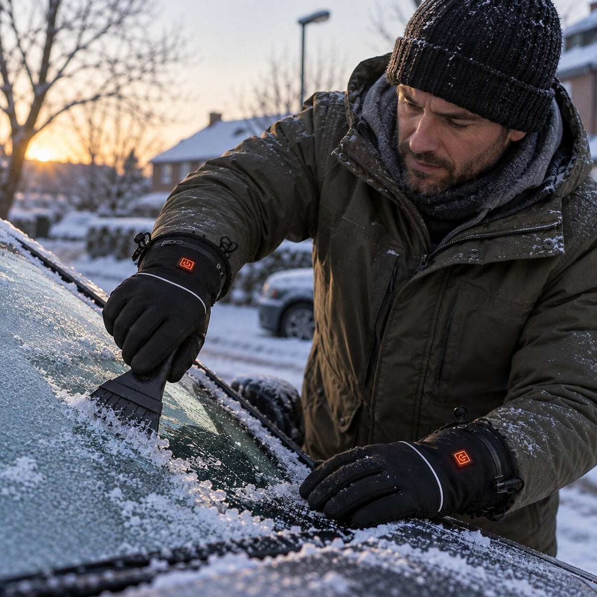 Heated winter gloves with a button for 3 heat settings - view 2