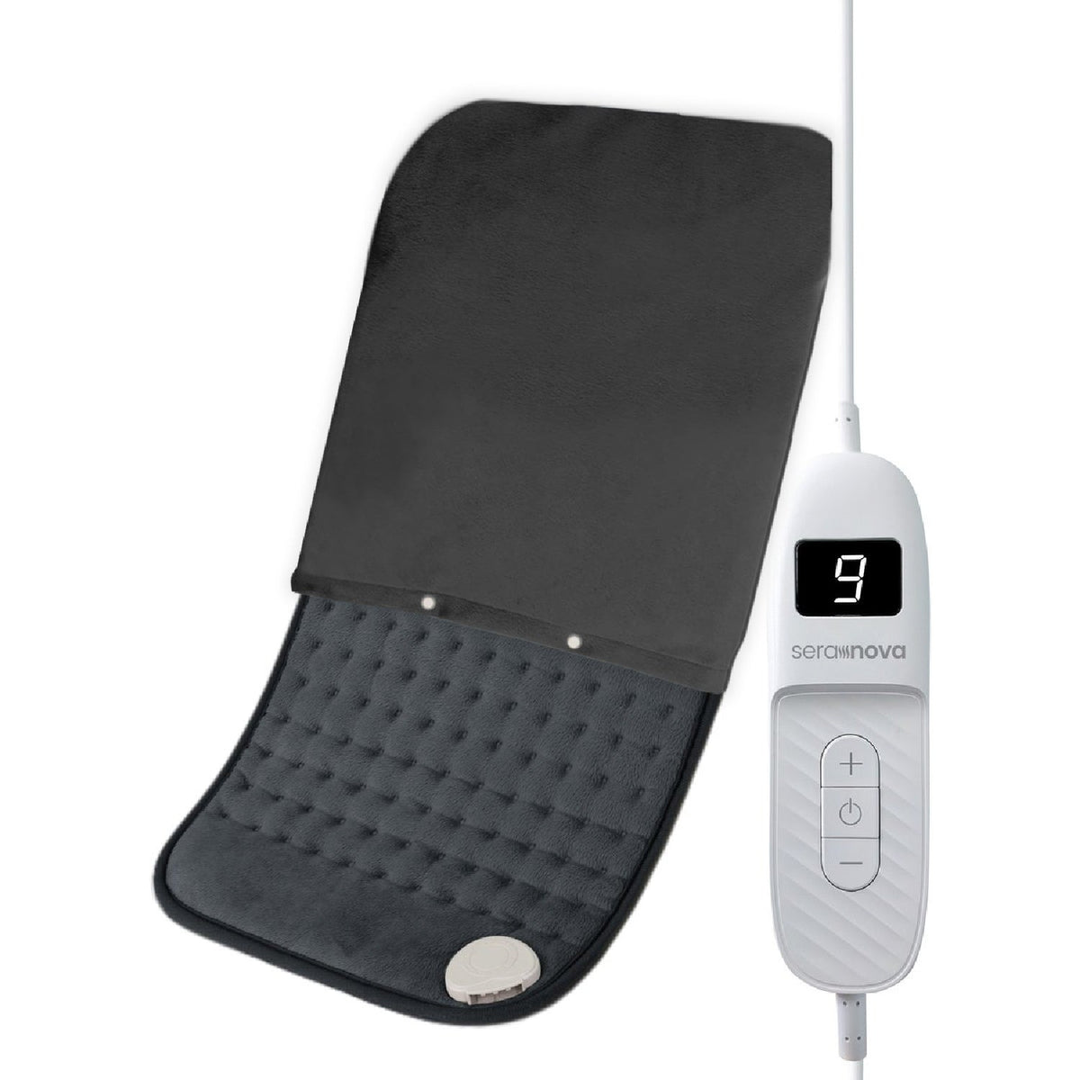 XL electric heating pad with a removable cover and a controller with display - charcoal