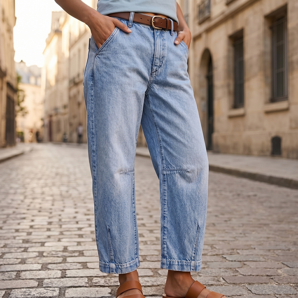 Women's high waist barrel jeans - detail