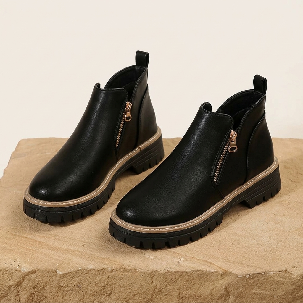 Women's side zip platform ankle boots