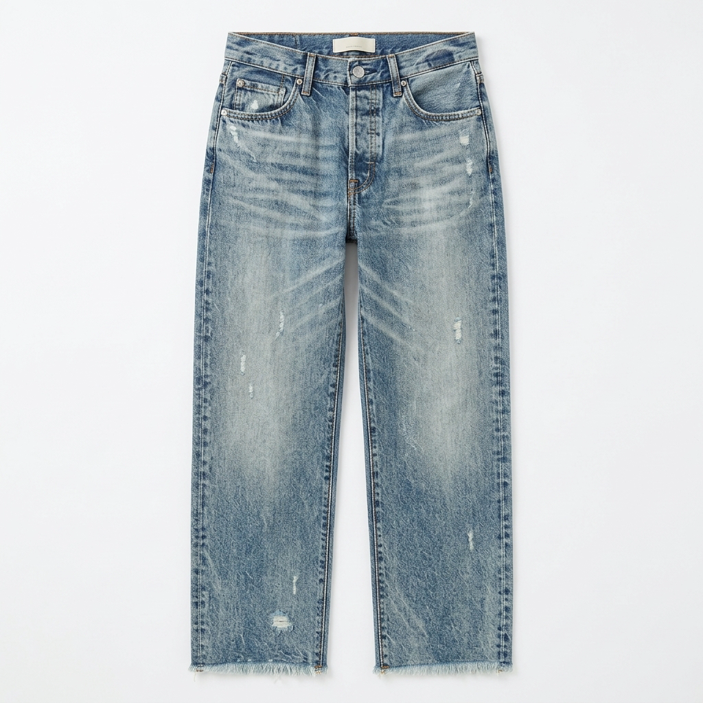 Women's cropped straight leg jeans in Vintage Blue