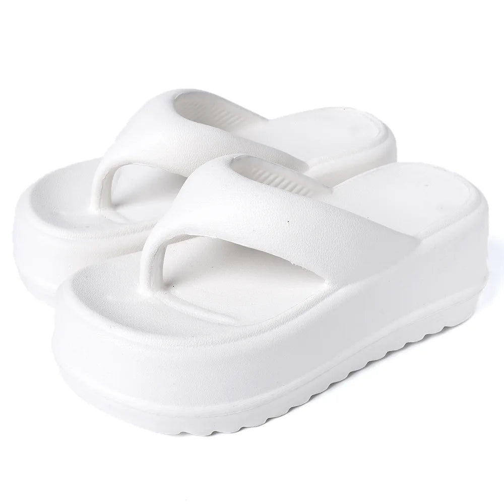 High platform flip flops in EVA with a thick toe-post strap - white