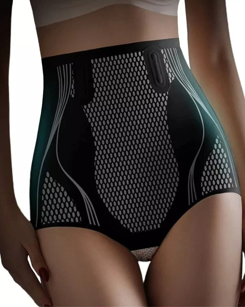 High-waist shapewear brief in seamless stretch knit with a honeycomb pattern